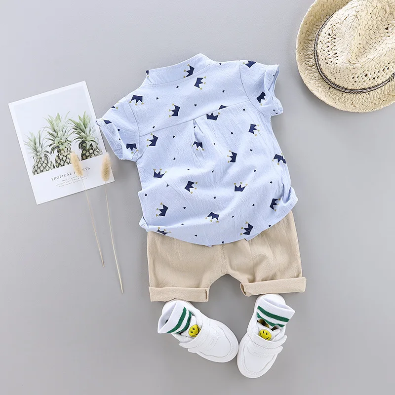 IENENS Summer Baby Boys Clothes Clothing Sets Kids Short Sleeve Shirt + Shorts Outfits 1 2 3 4 Years Child Bow Tie Shirts Suits