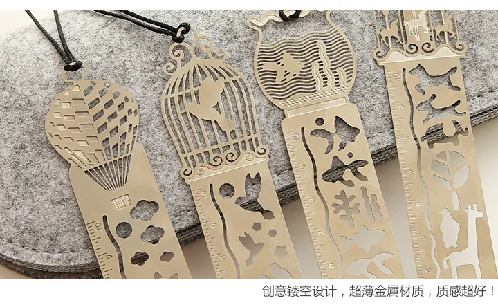 4 teile/los Nette Kawaii Kreative Pferd Vogelkäfig Hohl Metall Lesezeichen Lineal Für Student Geschenk Schule Liefert – Detail 5