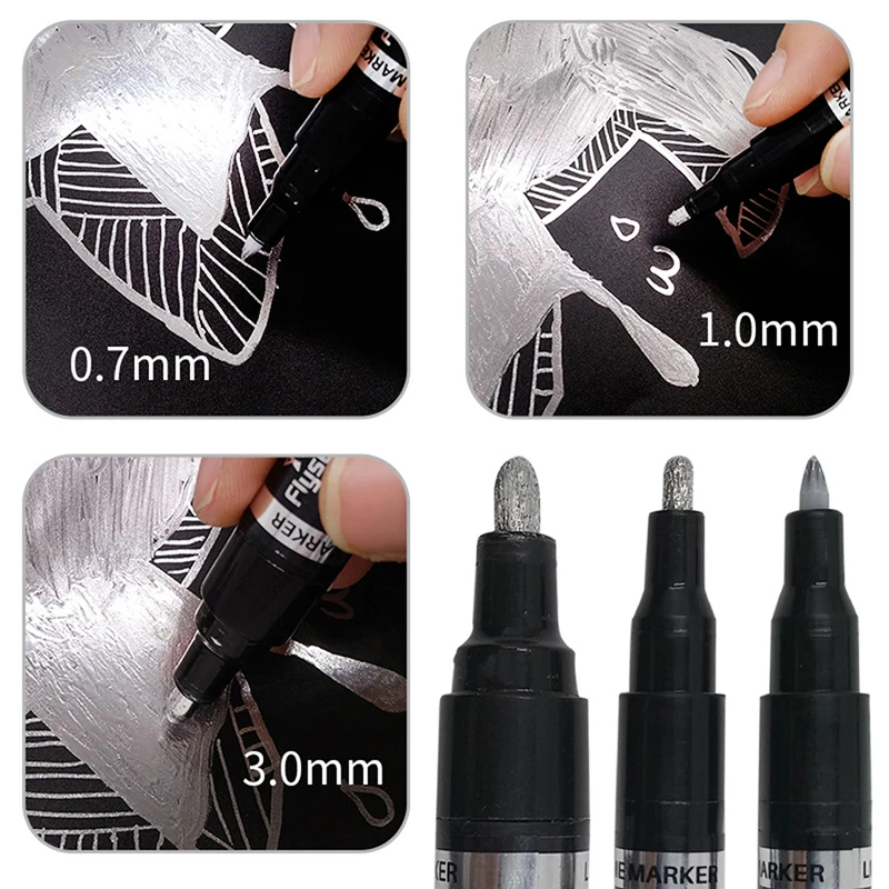 1PC Silver Marker DIY Paint Mirror Chrome Finish Water UV Resistent Craftwork Pen
