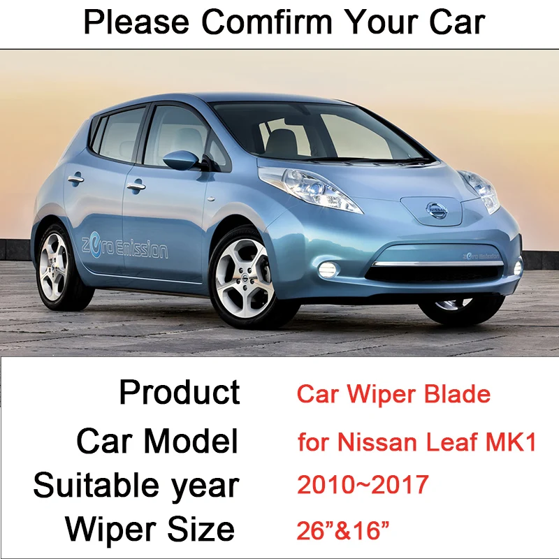 لنيسان ليف MK1 2010 2011 ~ 2017 فرملس صامت دائم المطاط ممسحة الثلوج كشط الجبهة الزجاج الأمامي فرش اكسسوارات السيارات