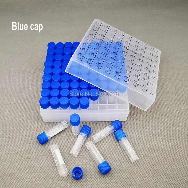 1set include one piece 81- lattice digital code Storage Box for Store Cryovial+81pieces 1.8ml plastic Refrigerating tube