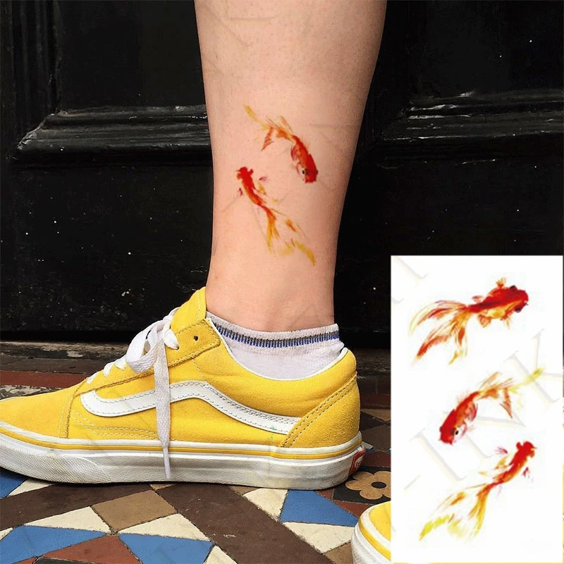 Stiker Tato Temporer Tahan Air Tato Palsu Lengan Kaki Seni Tubuh Wajah Hewan Ikan Kalajengking 3D untuk Wanita Pria