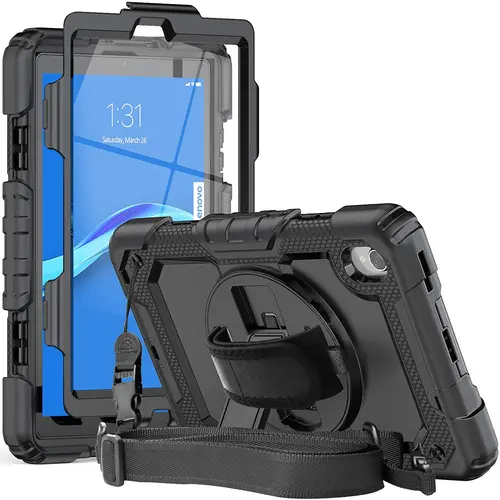 Funda robusta con soporte giratorio y correa de mano para Lenovo Tab M8, 8 "", FHD 2020 (TB-8705F/TB-8705N),HD 2019 (TB-8505X/TB-8505F/8505FS)
