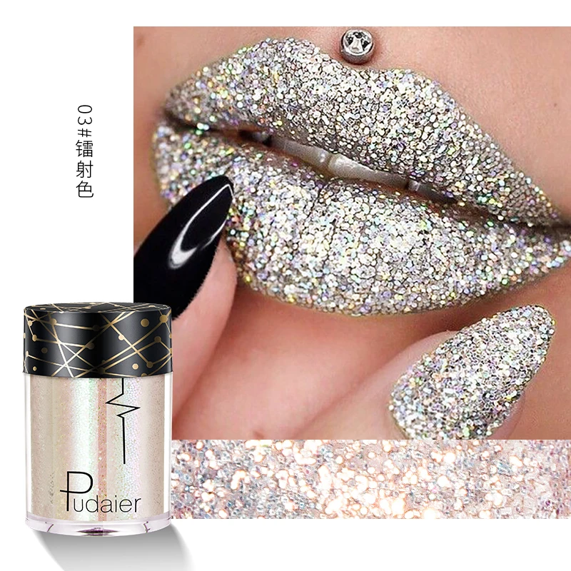 Pudaier Brand Shimmer Lip Gloss Color Cosmetic Waterproof Pigment Blue Black Shining Glitter Liquide Lipstick Beauty Makeup