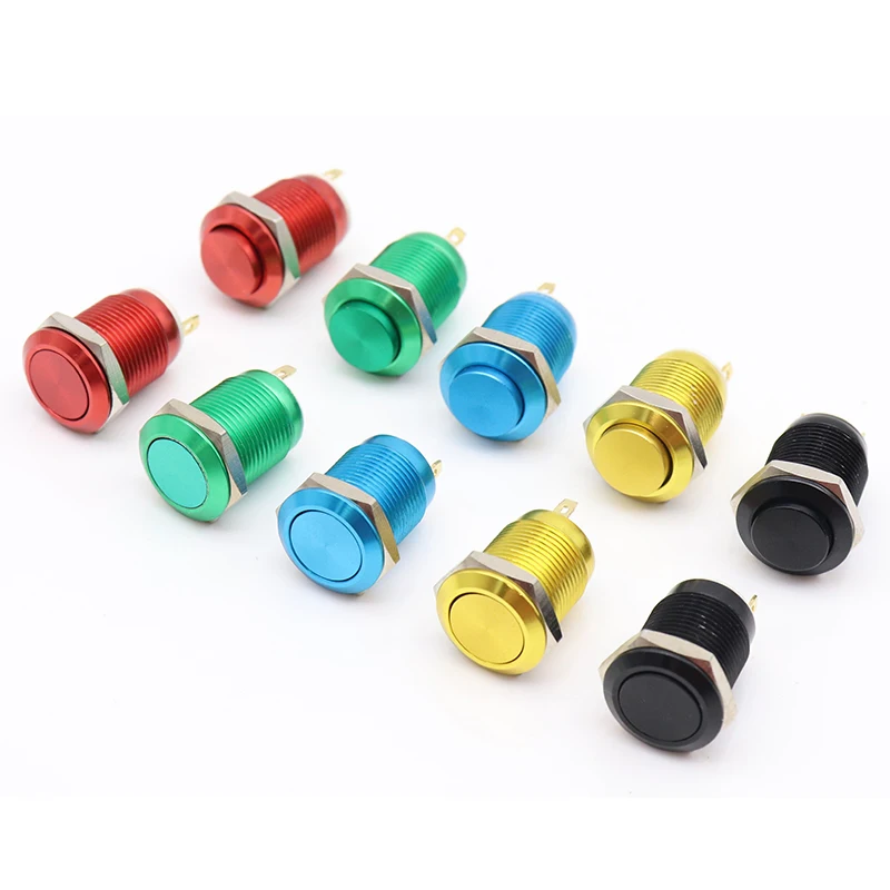 12mm Waterproof Momentary High Round Metal Push Button Switch Car Start Horn Speaker Bell Automatic Reset metal switch reset