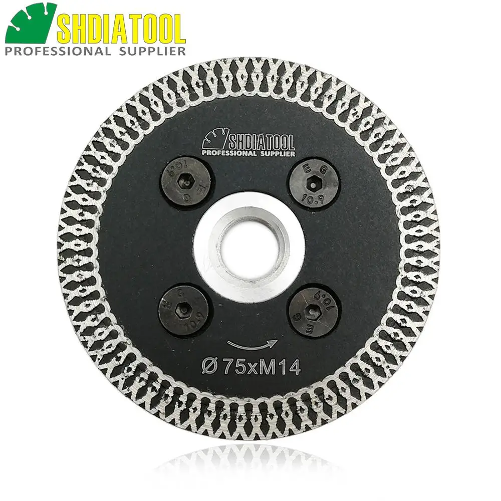 SHDIATOOL 2 pcs 75mm Hot Pressed Mini Mesh Turbo Rim Diamond Engraving Saw Blades With Removable M14 Flange Cutting Discs