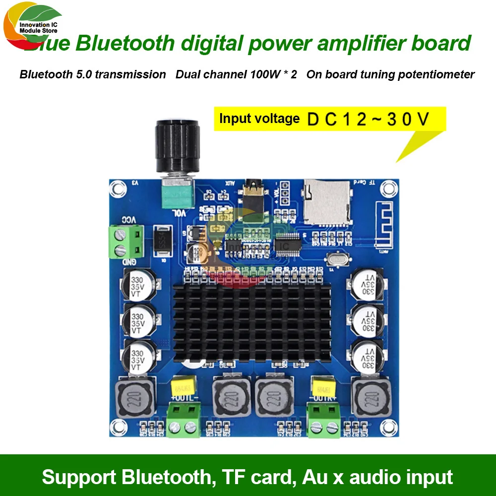 XH-A105 scheda amplificatore di potenza Bluetooth 5.0 digitale supporta ingresso scheda AUX TF TDA7498 amplificatore di potenza Audio Stereo a due