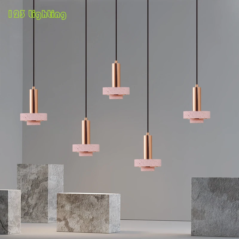 

Modern Pink White Stone LED Pendant lights Dining room Bar Kitchen Pendant lamp Cord Pendant Loft Deco Hanging Light Fixtures