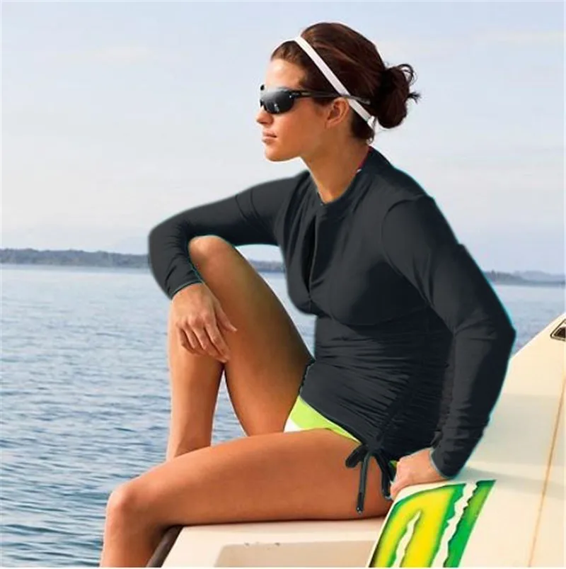 Sbart-Rashguard à manches longues pour femme, maillot de bain en lyJean-, protection UV, qualité supérieure