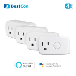 BroadLink BestCon SP4mini-US 4 szt. Wifi Smart Mini wtyczka wi-fi/3G/4G FastCon 15A zdalne sterowanie zegary za pomocą sterowania głosowego Alexa