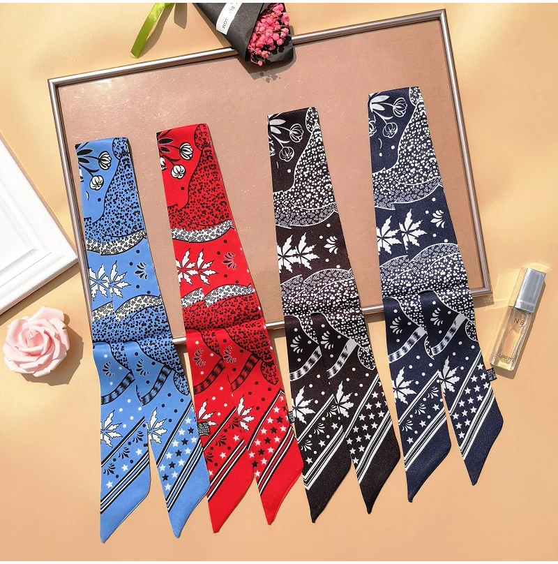 New Small Scarf for Women Luxury Handle Bag Ribbon Fashion Head Scarf Small Long Skinny Scarves Foulard Wholesale