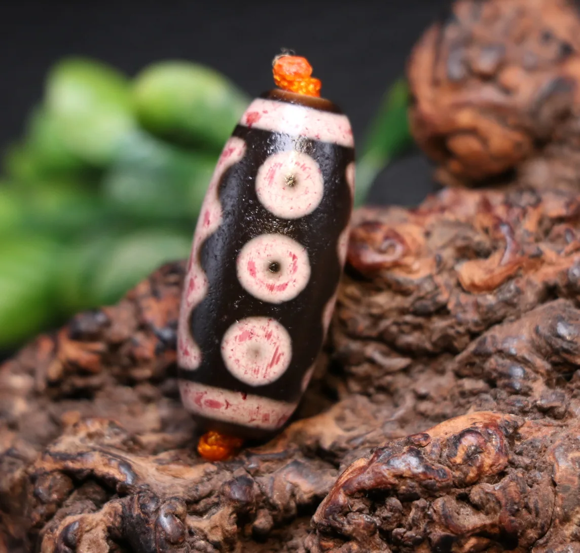 LKbrother Sauces top quality Magic Power Tibetan Old Agate Oily Patina 5 Eye Wealthy Symbol dZi Bead Amulet A