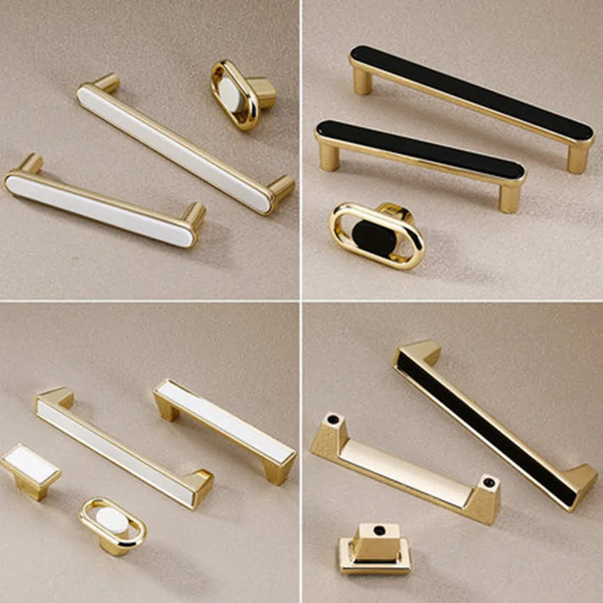 128 192mm modern simple fashion gold wardrobe kitchen cabinet door handle white black drawer tv cabinet cupboard dresser knob 5