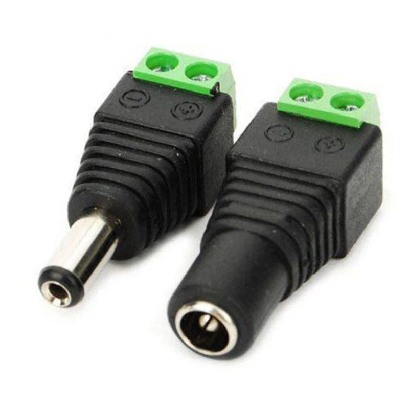 DC Connector Female Male 2.1 * 5.5mm Power Jack Adapter Plug Cable Connector For  LED Strip CCTV Camera