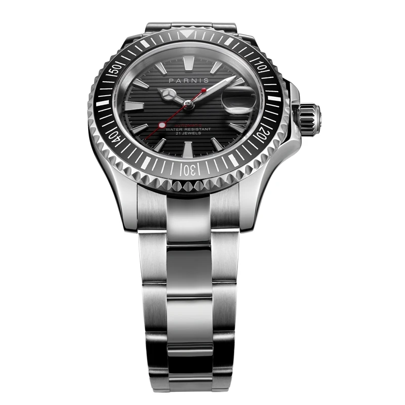 PARNIS Мужские автоматические часы 46 мм Механические наручные часы 10 атм Водонепроницаемые светящиеся сапфировое зеркало Miyota 8215