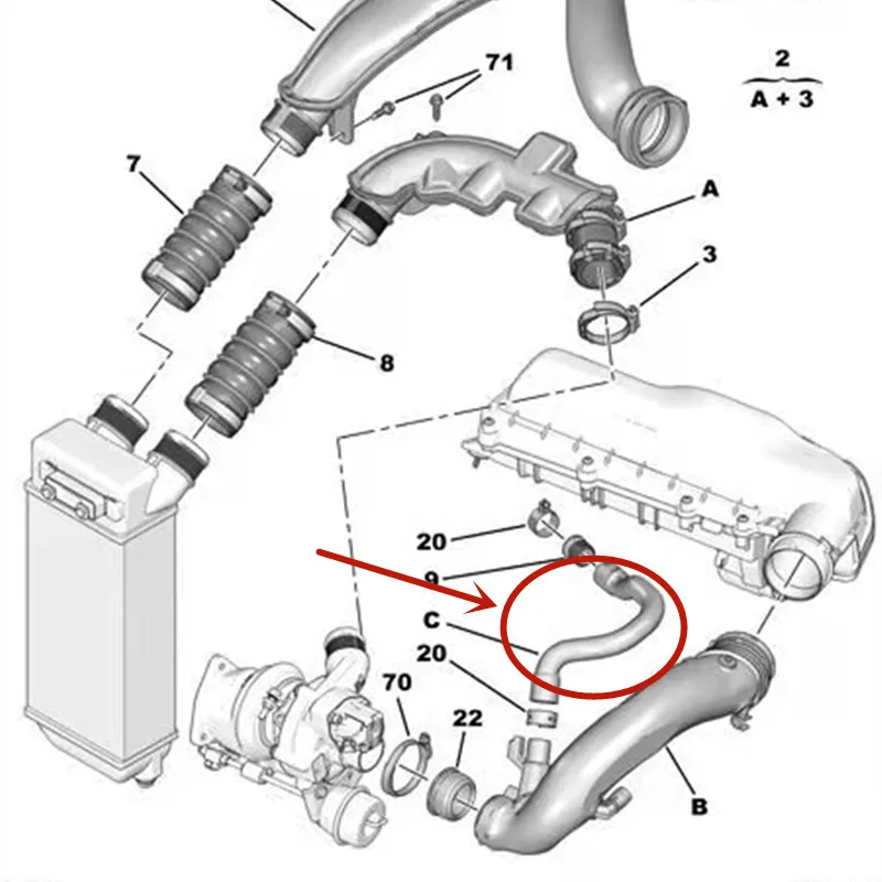 Tubo de admisión turbocargado OEM: 1440Q6 V763335580 3008, adecuado para Peugeot 207CC 408 508 308CC SW RCZ Citroen C3 C4 C5