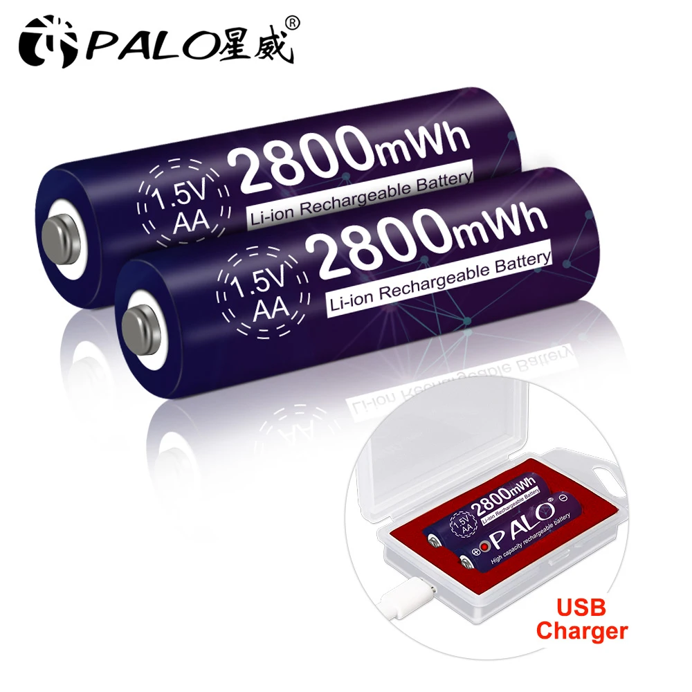 Palo 1.5V AA bateria litowa akumulator 1.5V Li-ion AA baterie do zabawek aparat podświetlany zegar + 1.5V USB obudowa z ładowarką