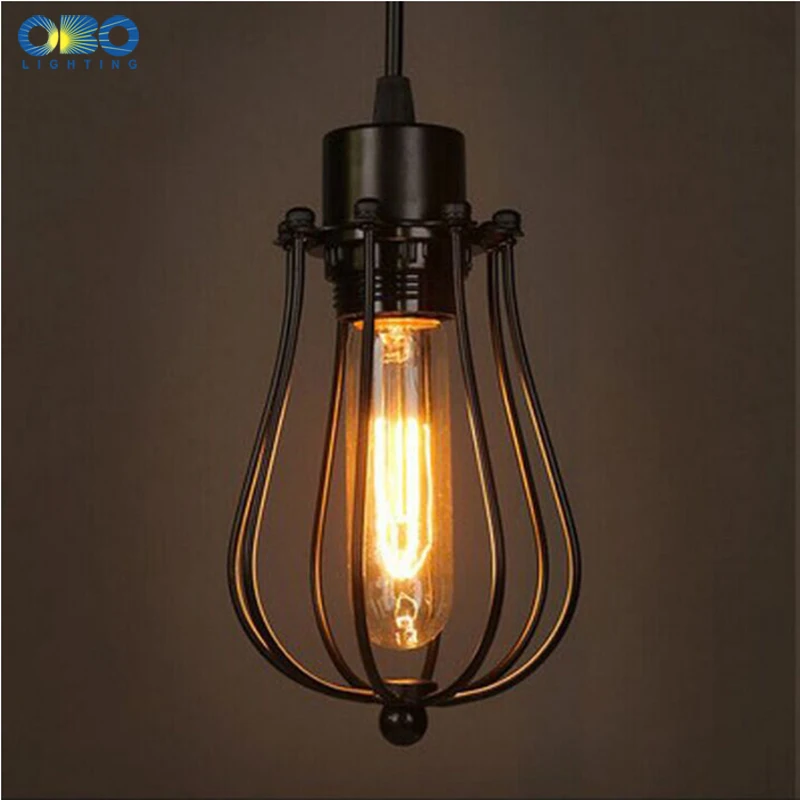 Simple Black Metal Painted Vintage Pendant Lamps Indoor Bra Wire Cord 1.2-1.5m Pendant Lights E27 110-240V Free Shipping