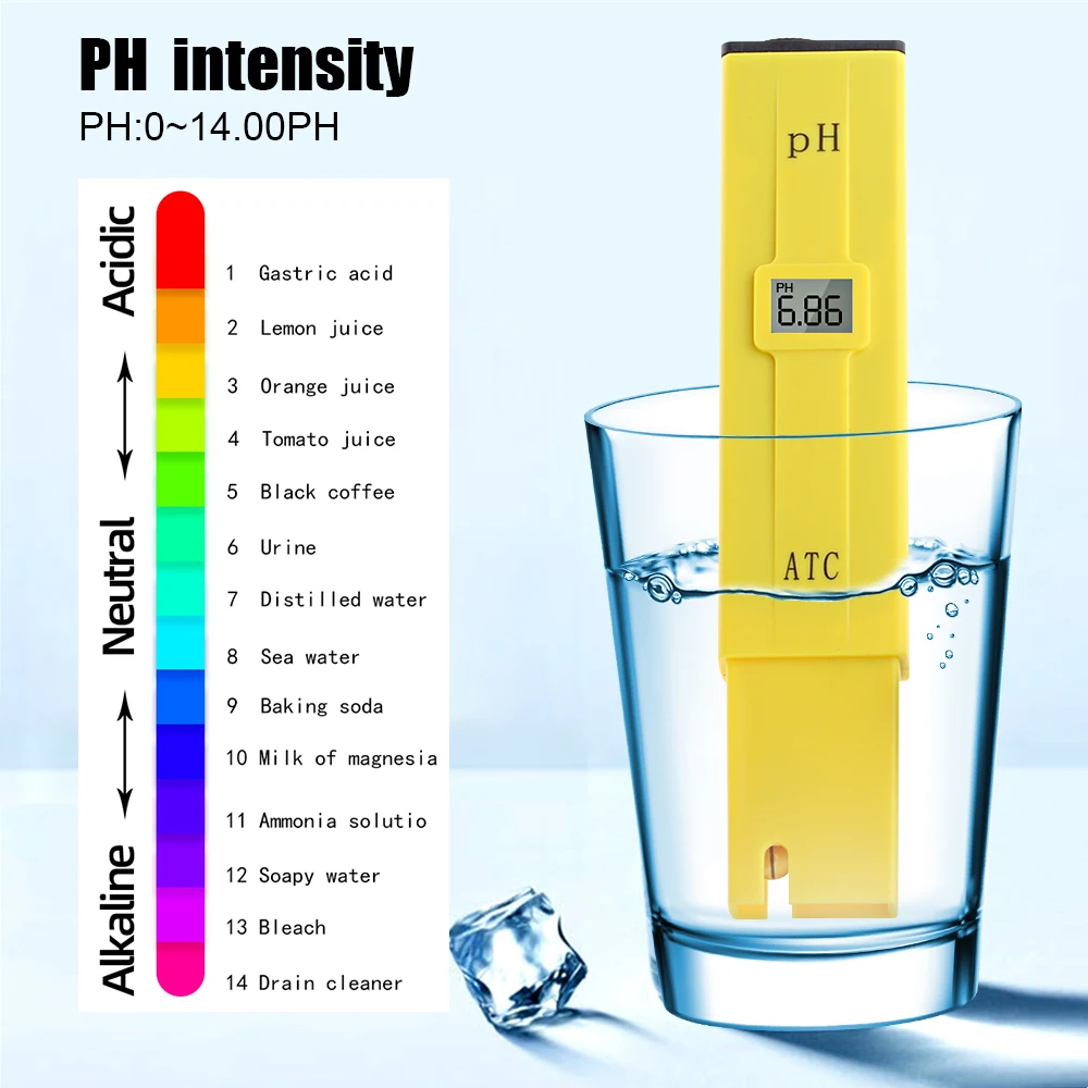 RZ PH Meter Water Hydroponics Digital PH Tester Pen 0.01 High Accuracy With 0-14 PH Range Household Drinking Pool Aquarium