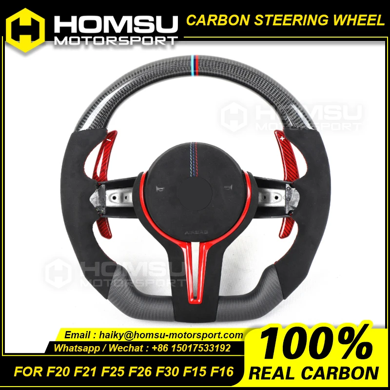 

Custom alcantar carbon fiber steering wheel For bmxw F20 F21 F25 F26 F30 F15 F16 racing wheel convertible