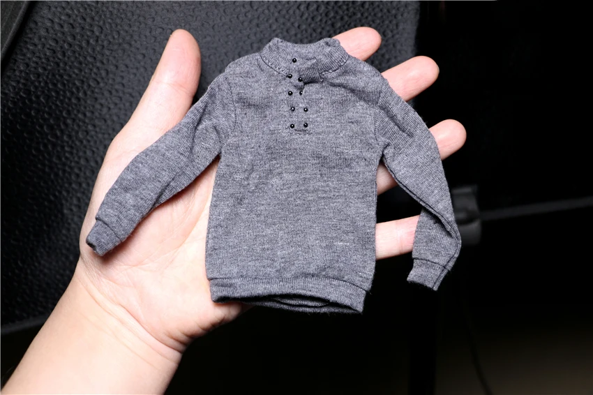 

1:6 Male Soldier Clothes Half-collar Sweater Trendy Gray Jacket Vest Jeans Model for 12inch Action Figure Doll Toy