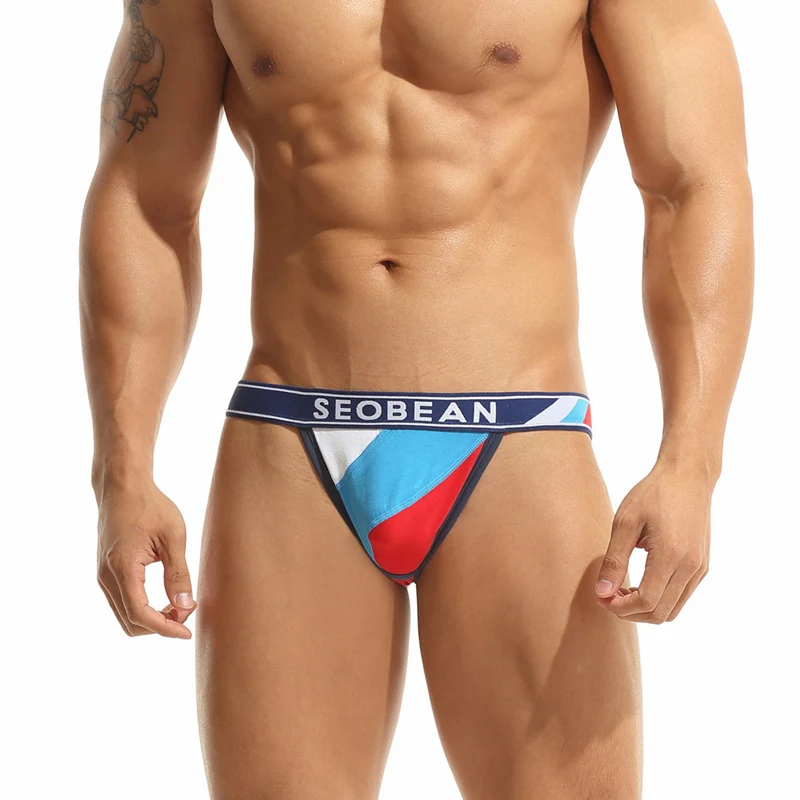 SEOBEAN Sexy Mens Underwear Jockstraps Cotton Thongs Jocks Bikini G-strings Men Panties Briefs Thong Gay Underwear