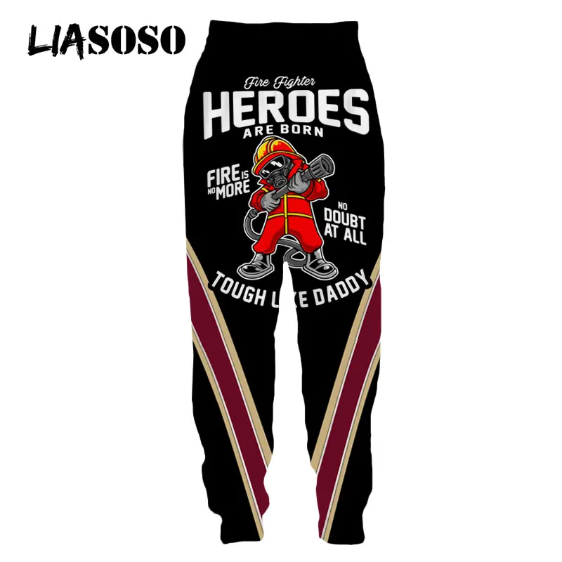 LIASOSO 3D Print Fire Truck Firemen Firefighter Men's Women Sweatpants Casual Harajuku Jogging Cool Hip Pop Fitness Logo Pants