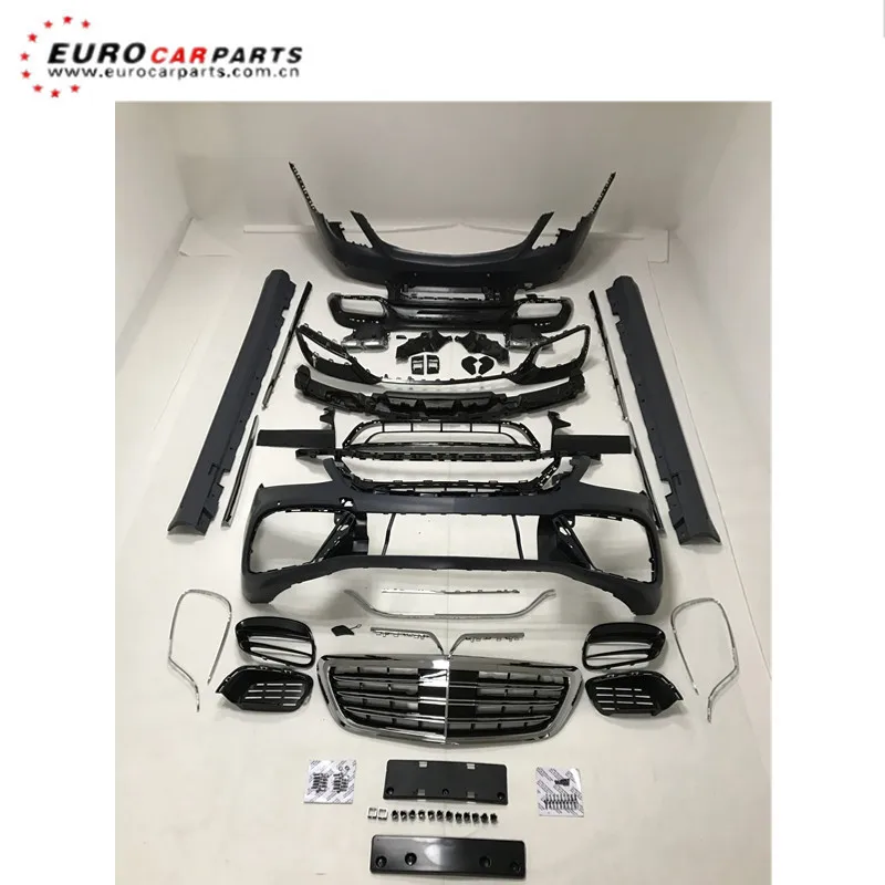 2018 new style S class body kit w222 S65 body kit for S320 S350 S400 S500 to S63 S65 with headlights and tail lights