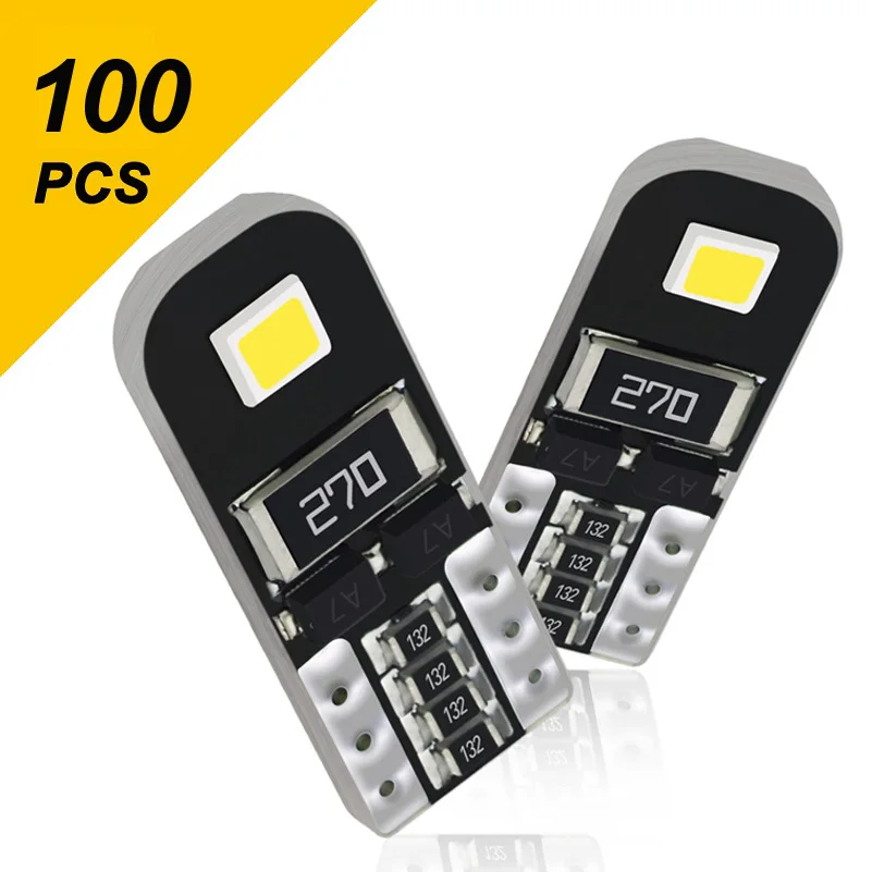 100Pcs W5W T10 LED Canbus Light Bulbs for Audi BMW VW Mercedes Car Interior Dome Light Trunk Lamp Parking Lights Error Free 12V