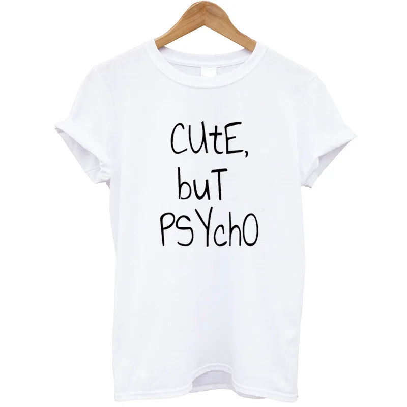 

Women Short Sleeve Letter Print Cute But Psycho Tops Summer Women T-shirts Plus Size