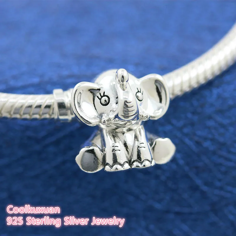 

100% 925 Sterling Silver Ellie the Elephant Charm Animal beads Fits Original Pandora bracelets Jewelry Making