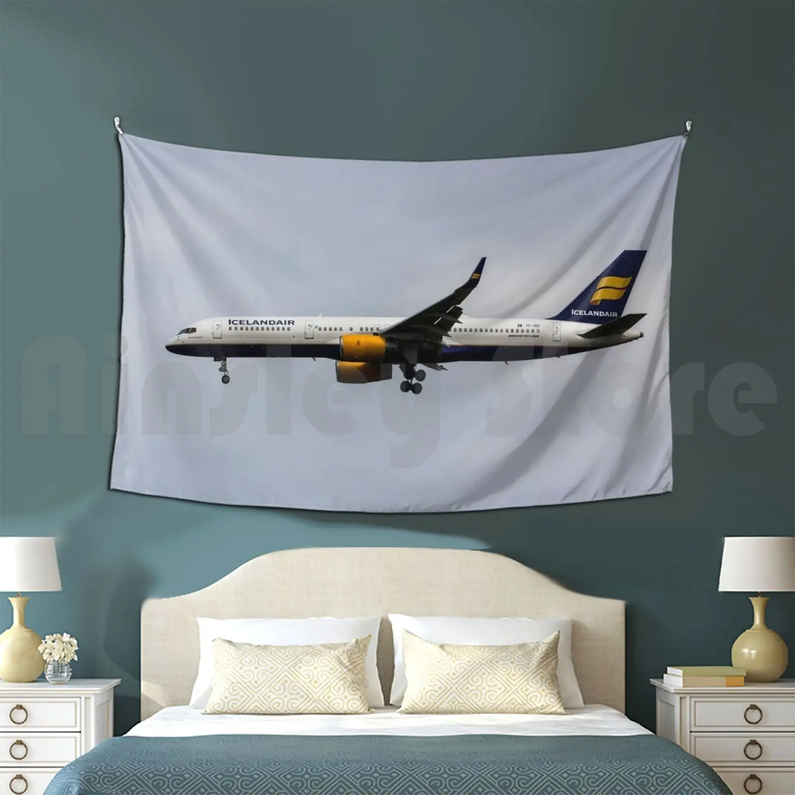 Islandair Boeing 757 Tapiz Sala de estar Dormitorio Islandia Islandia Islandiair Boeing Jet Islandlandir Boeing Islandlandir Boeing