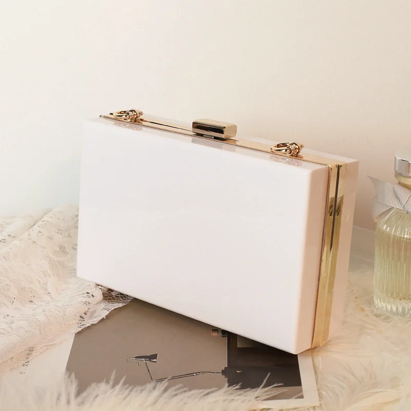 White Square Bag Small Luxury Brand Messenger Wedding Clutches Purses and Handbags Acrylic Crossbody Designer Bags Wholesale