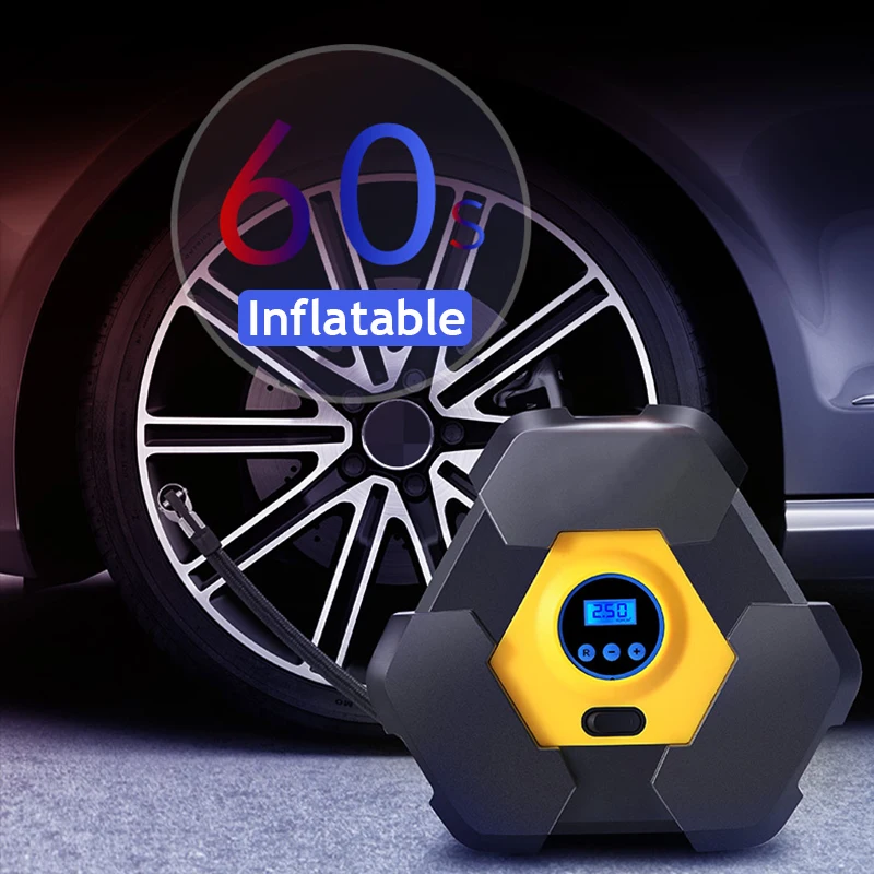 

Intelligent Digital Display LED Car Air Compressor Triangle 12V Portable Car Electric Tire Inflator Emergency Air Pump