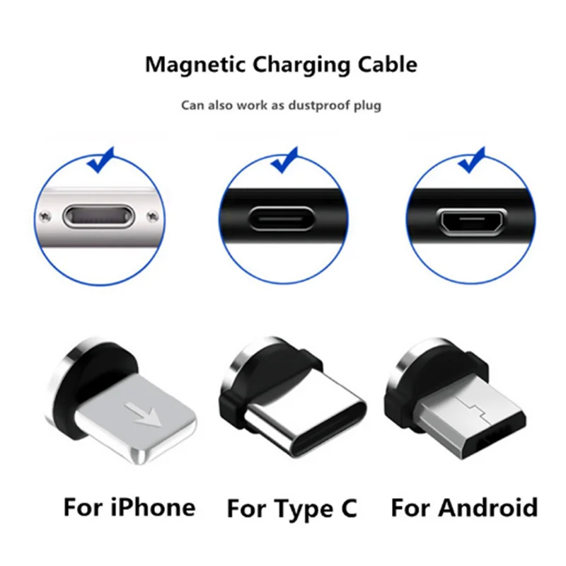 โทรศัพท์แม่เหล็กอะแดปเตอร์Connectorหัวแม่เหล็กCharger ConnectorสำหรับUSB Micro USB Androidอุปกรณ์