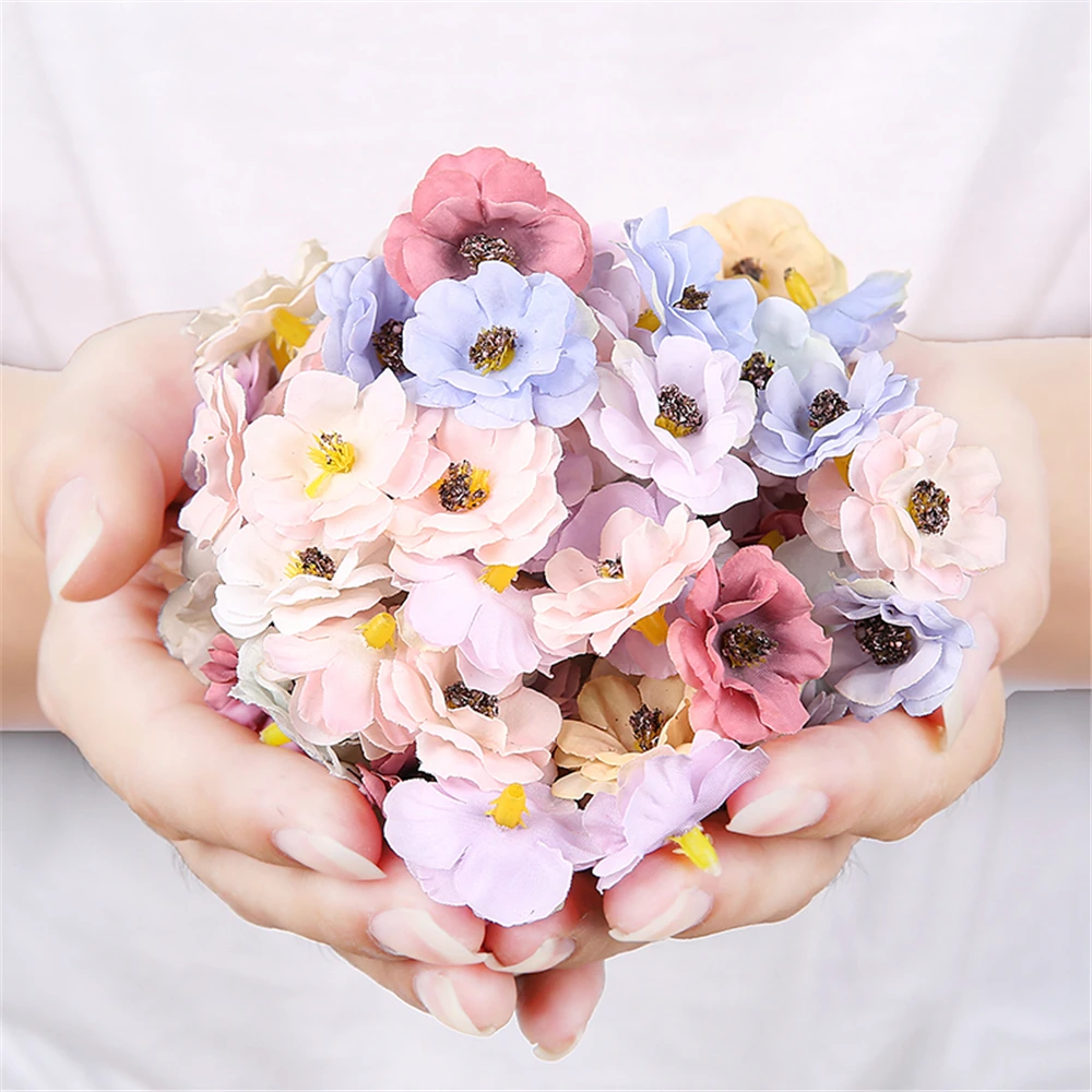 30Pcs 3cm Mini Daisy Decorative Flower Artificial Silk Flowers Party Wedding Decorations Home Wall Decor DIY Sewing Accessories