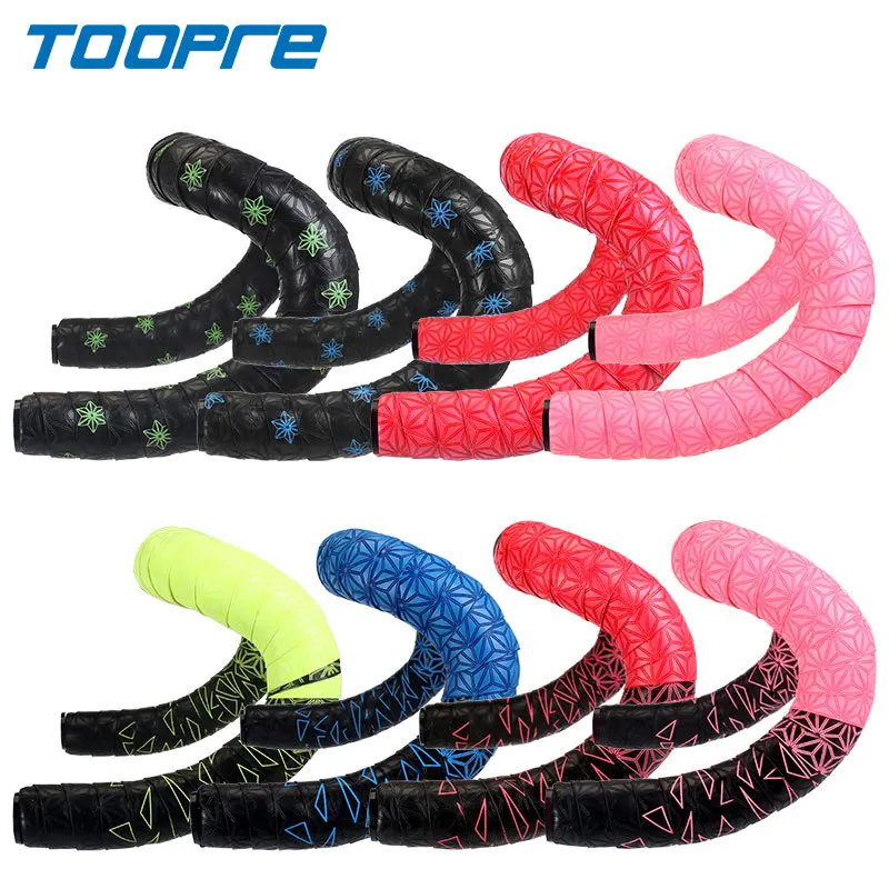 Road Bike Bar Tape Chrysanthemum Print Handlebar Tapes EVA/PU Soft Non-slip silicone shock absorber to absorb sweat wrap Tape