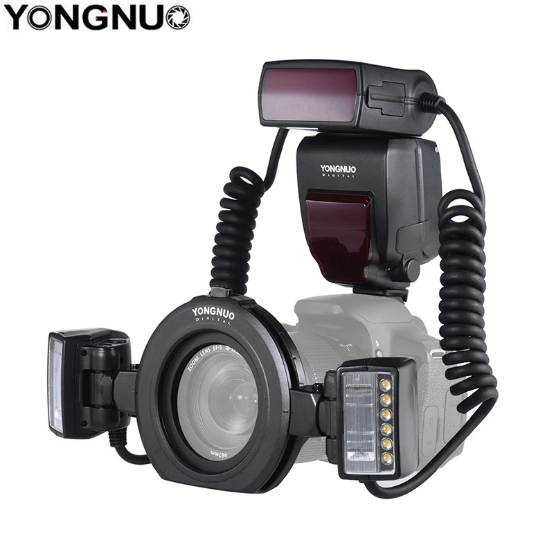 YONGNUO YN24EX TTL Flash Speedlite 5600K with 2pcs Flash Heads and 4pcs Adapter Rings for Canon Sony Camera Dental Photography