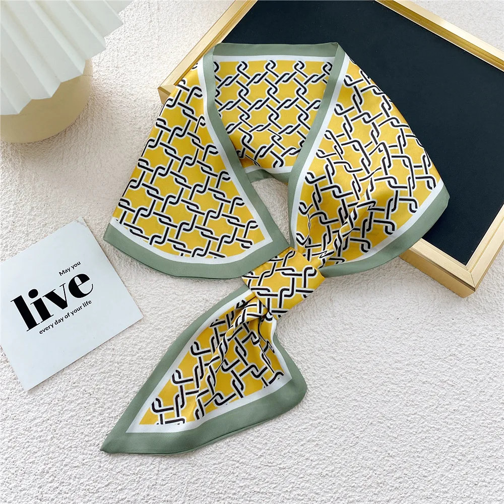 Fashion Small Silk Scarf Women Spring And Autumn Summer Small Ear Scarf Korean Style Tie Bag Headband Decoration Neck Scarf