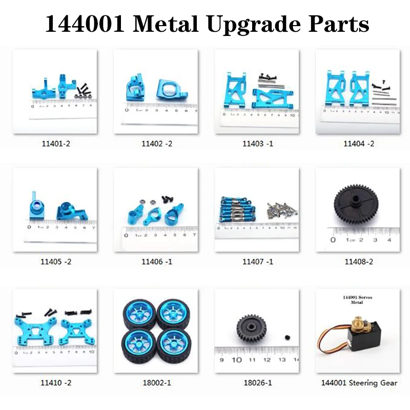 144001 WLtoys RC Car Upgrade Metal Spare Parts Tires Motor Gear Swing arm Type C Block Front And Rear Seat Accessories 1/14