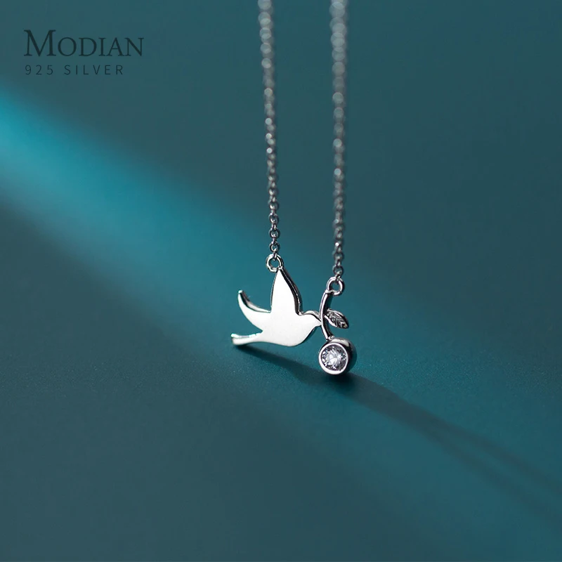 

Modian Lovely Little Swallow Wicker Simple Animal Plant 925 Sterling Silver Pendant for Women Link Chain Fine Jewelry Bijoux