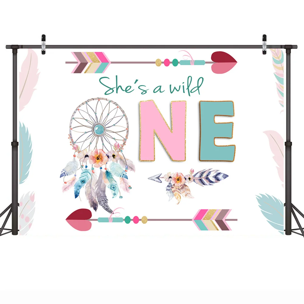 Mocsicka البرية عيد ميلاد واحد خلفية بوهو الفتيات أول عيد ميلاد خلفيات للتصوير الفوتوغرافي ريشة السهام البوهيمي الفينيل خلفية