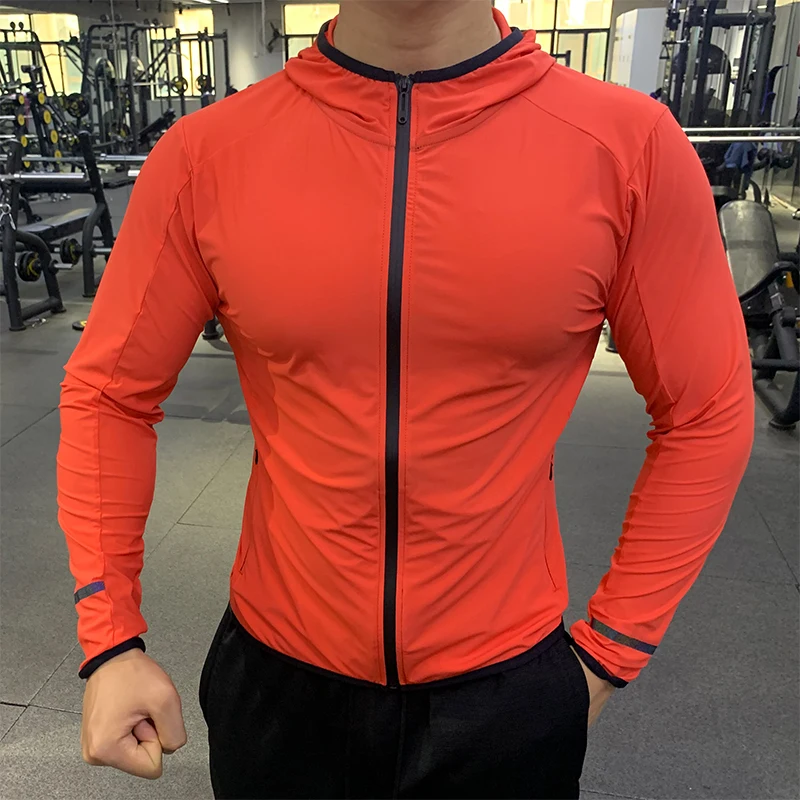 Autumn Winter Men Sports running Jacket Hoodie Gym outdoor wind Training Workout Sweatshirts fitness Quick dry Jogging Coat