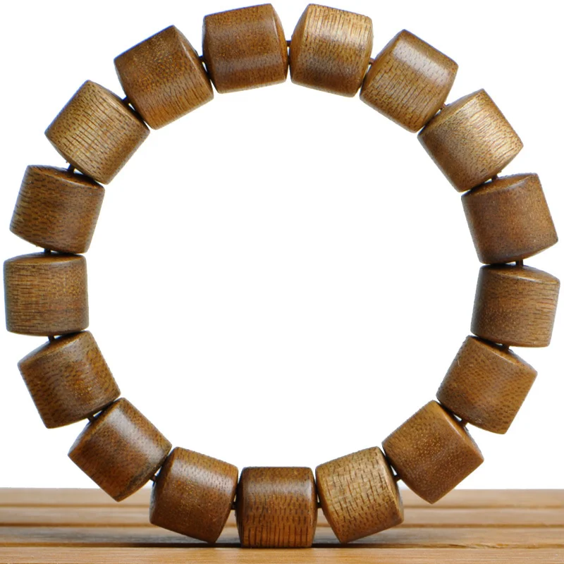 Natural Agilawood Butter Grid Bracelet Fidelity Material 12mm Beads Bracelets Men Women Buddhism Handmade Jewelry Barrels Beaded