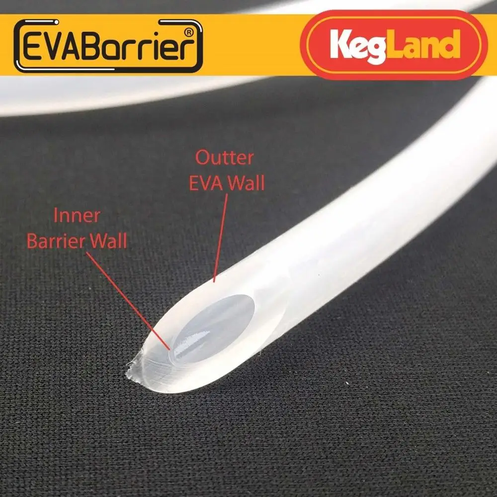 KegLand EVABarrier 5 mm (13/64) x 8 mm (5/16) doppelwandiges EVA (12 Meter Länge im Beutel) Bier-/Gasleitung selbstgebrauen