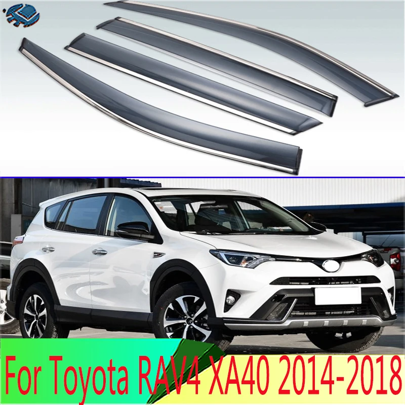 

For Toyota RAV4 XA40 2014 2015 2016 2017 2018 Plastic Exterior Visor Vent Shades Window Sun Rain Guard Deflector 4pcs