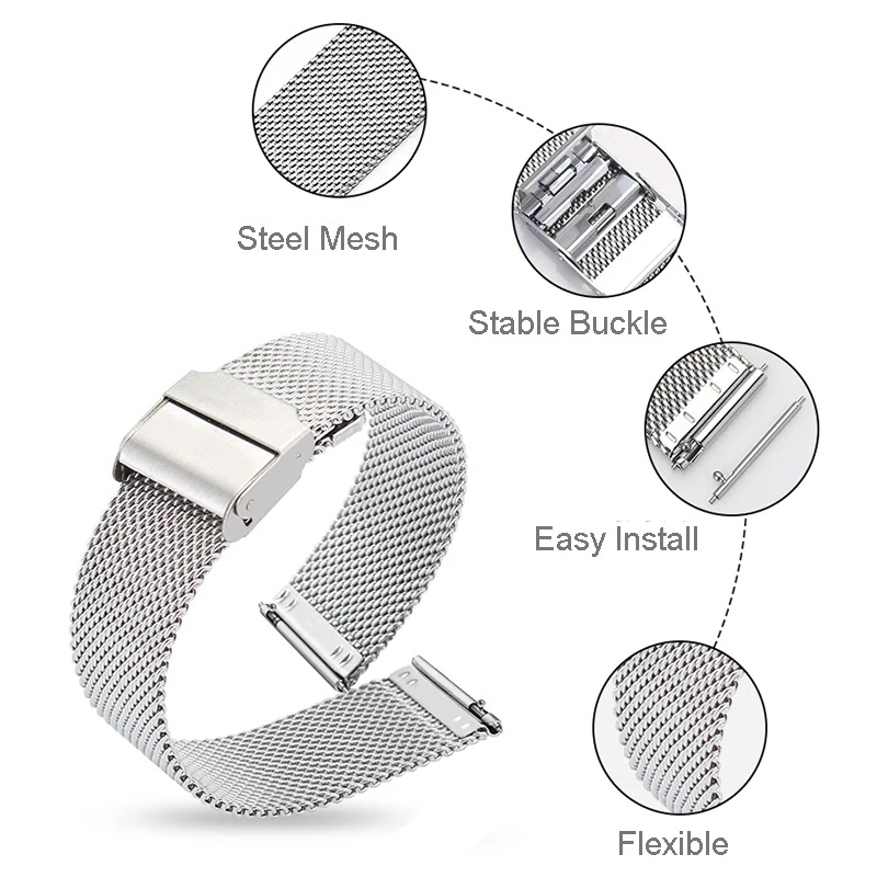 Сетчатые ремешки 22 мм для Xiaomi Huami GTR 47 мм GTR 2 2e 3 3 Pro, браслет из нержавеющей стали для Huami Amazfit Pace Stratos 2 3