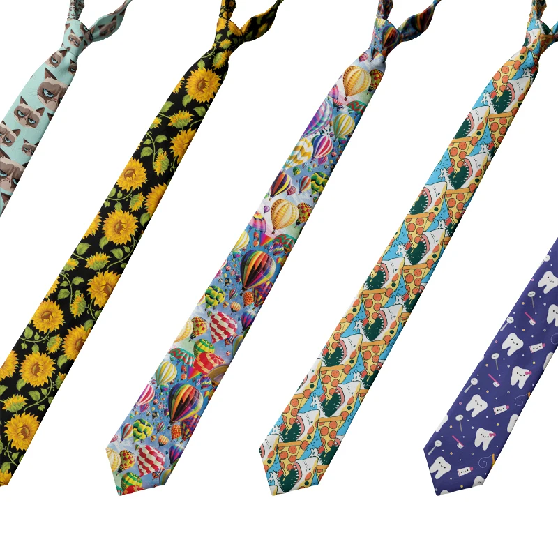 Fashion Holiday Hot Air Balloon Printing Necktie Wide Novelty Ties For Men Teen Casual Party Business Suit Match Accessories Tie