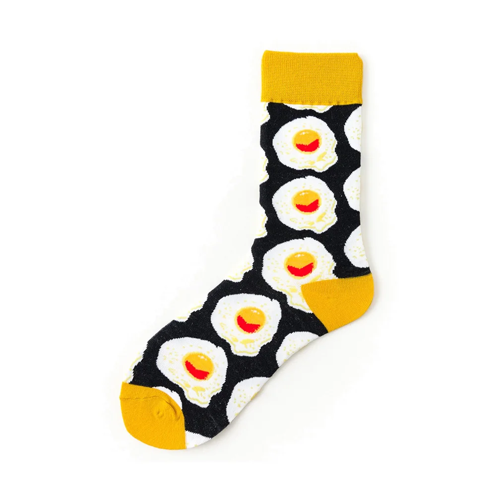 Novelty Happy Funny Men Graphic Socks Wholesale Combed Cotton Omelette Frog Crazy Burger Salmon Corn Avocado Bird Christmas Gift