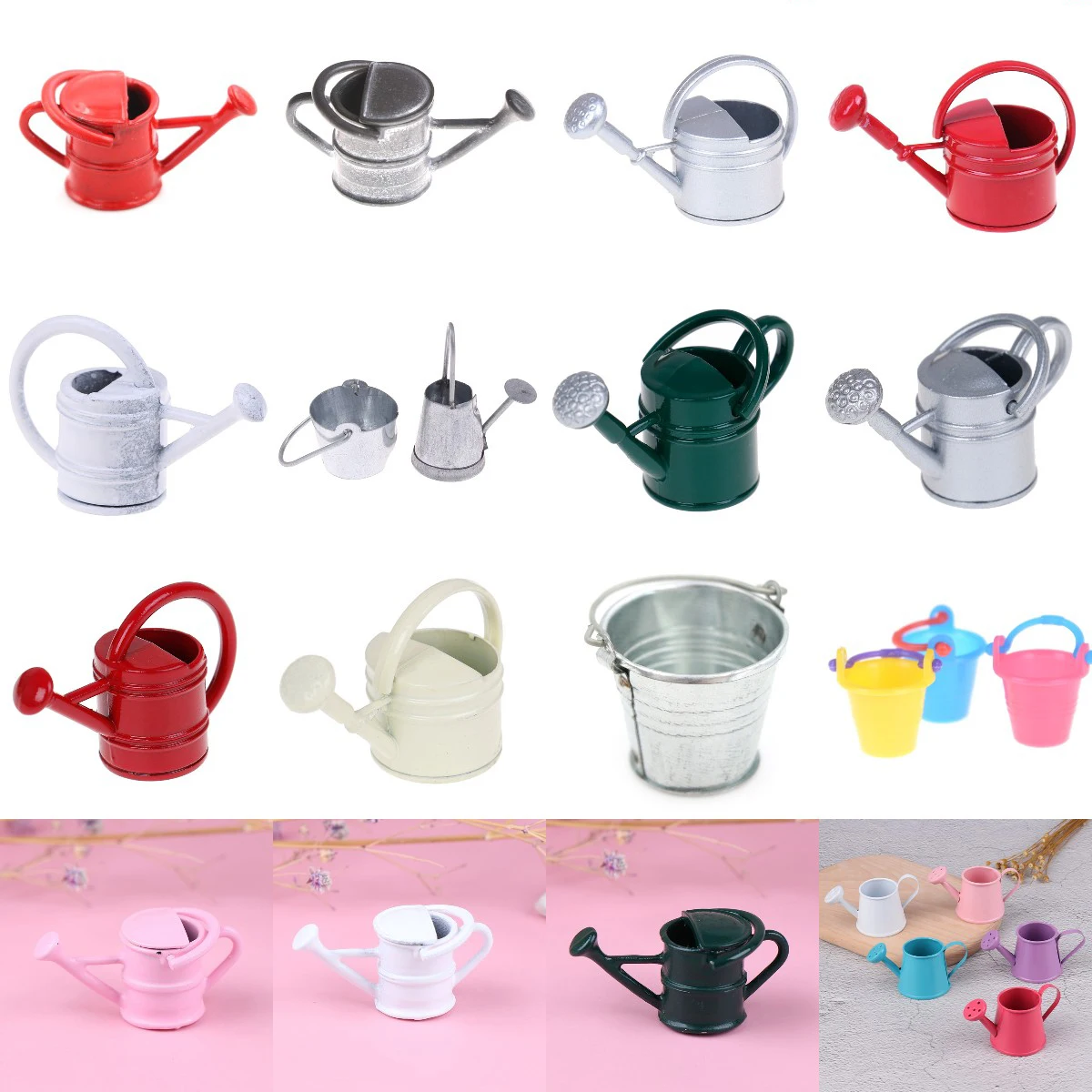 1/12 Watering Can Buckets Garden Miniature Decoration For Children Kids Dolls Acces Dollhouse Miniature Furniture Toys